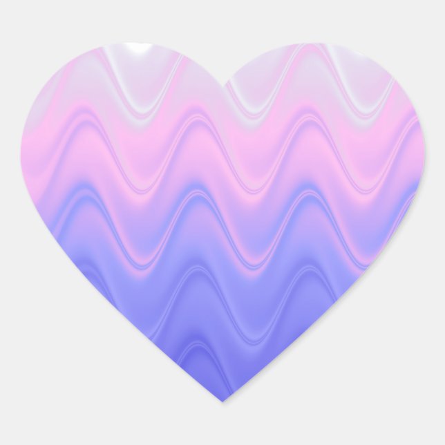 Sticker Cœur Rose Violet Abstrait Ondulé (Devant)