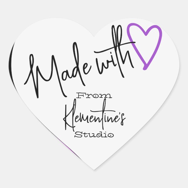 Sticker Cœur Rose violet fait avec amour fait main à partir de  (Devant)