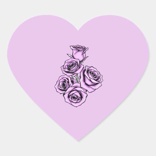 Sticker Cœur Rose Violette Mystique  (Devant)