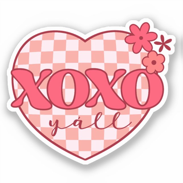 Sticker Coeur rose Xoxo Hugs et baisers (Recto)
