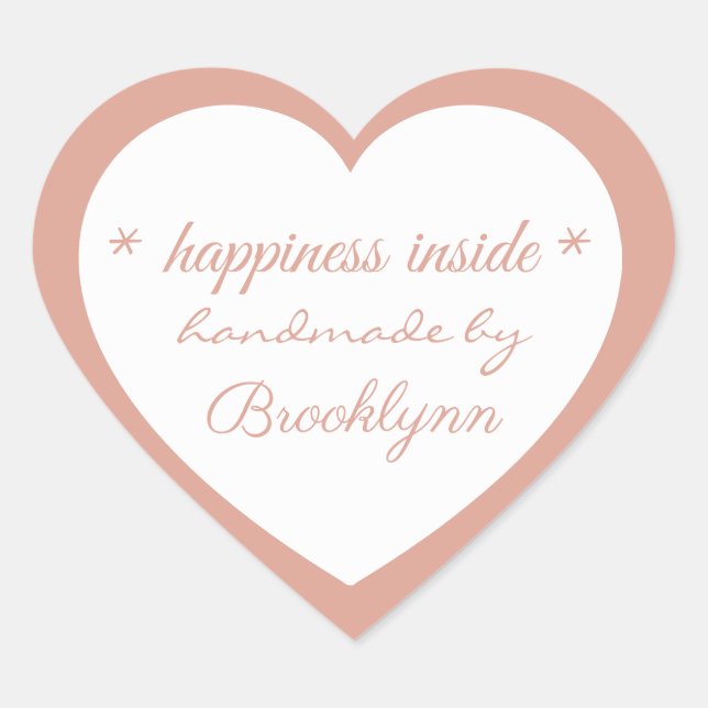 Sticker Cœur Rosegold handmade by X, Custom Elegant   (Devant)