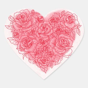 Sticker Cœur Roses