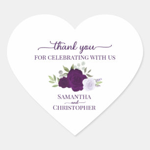 Sticker Cœur Roses Élégantes Chic Bohème Mariage Merci