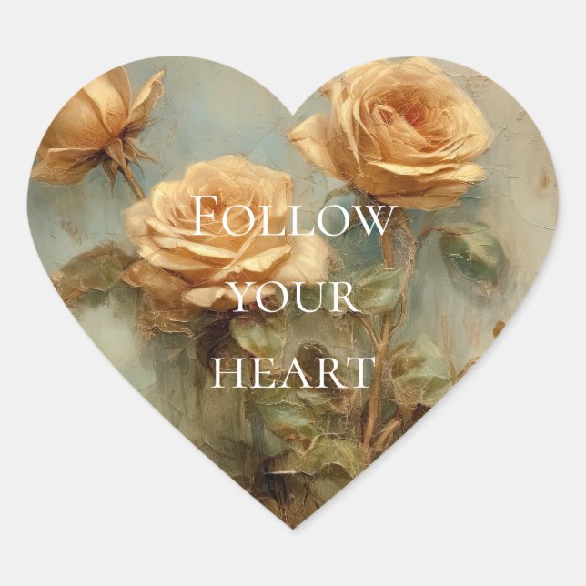 Sticker Cœur Roses Florales Romantiques aux Pêches (Devant)