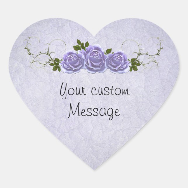 Sticker Cœur Roses Lavender personnalisables (Devant)