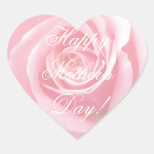 Sticker Cœur Roses roses mous élégants heureux du jour de mè