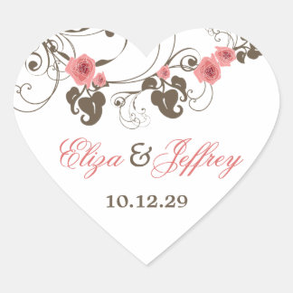Sticker Cœur Roses Roses Roses Roses Fleur Floral Élégant Maria