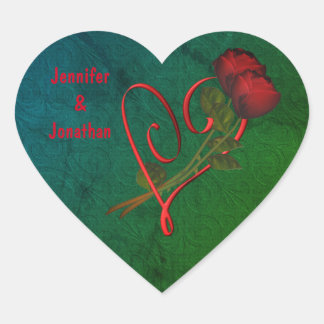 Sticker Cœur Roses rouges Coeur rouge Mariage personnalisé