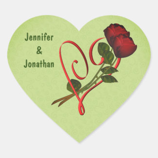 Sticker Cœur Roses rouges Coeur rouge Mariage personnalisé