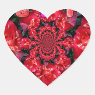 Sticker Cœur Roses rouges Iridescente "Bonne Saint Valentin" Im