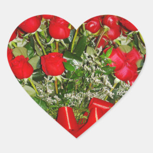 Sticker Cœur Roses rouges, Roses pour toujours_