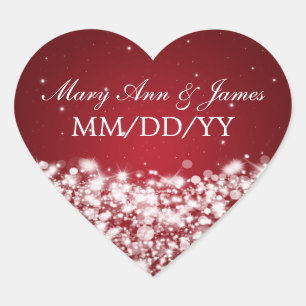 Sticker Cœur Rouge élégant d'étincelle d'étoile de date de