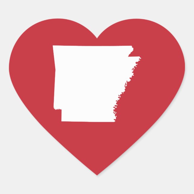 Sticker Cœur Rouge et Blanc de l'Arkansas (Devant)