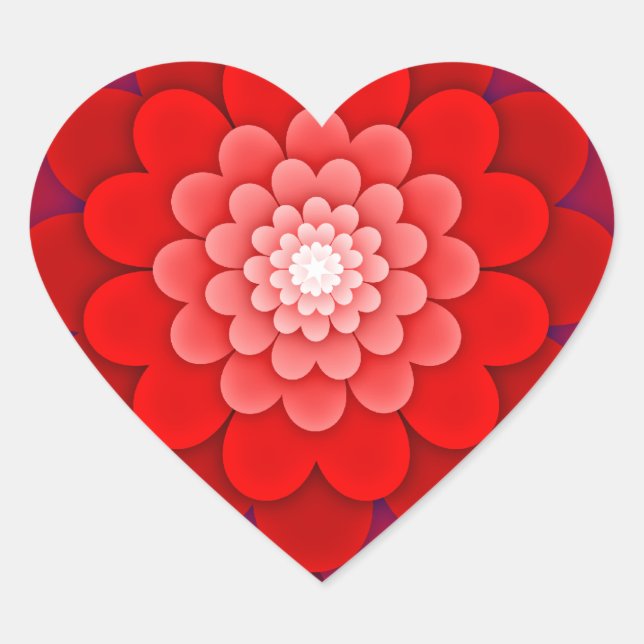 Sticker Cœur Rouge Floral Mandala-58566 (Devant)