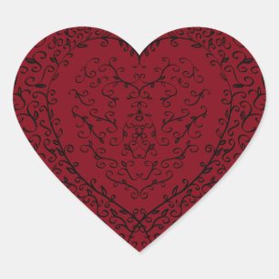 Sticker Cœur Rouge Noir Mariage Coeur gothique Belle Élégante