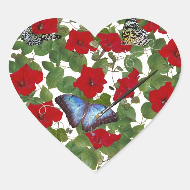 Sticker Cœur Rouge Pétunia Coeur avec pinceau (Devant)