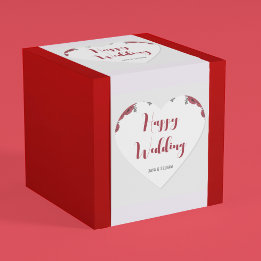 Sticker Cœur Rouge Rose Floral thème Mariage