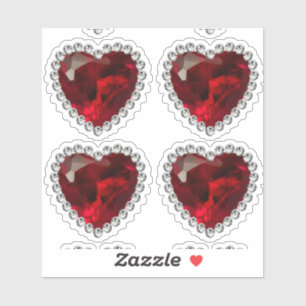 Sticker Coeur rouge rouge d'anniversaire de diamant