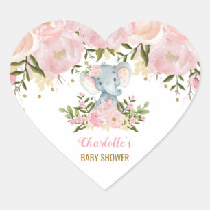 Sticker Cœur Rougissent le cadeau floral rose de baby shower
