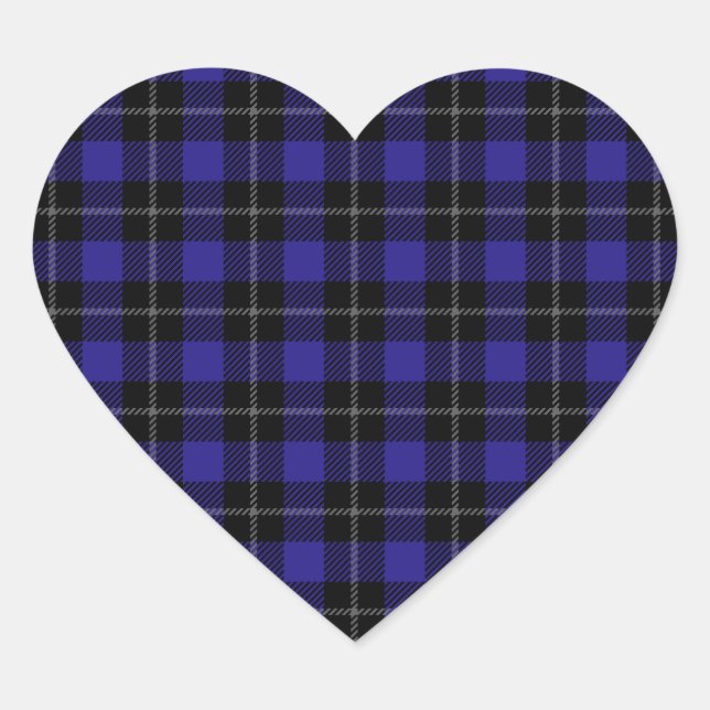 Sticker Cœur Royal Blue Black Plaid (Devant)