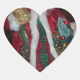 Sticker Cœur Royal Plaid Hohoho Père Noël Joyeux Noël