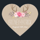 Sticker Cœur Rustic Peony & Deer Antler Wedding Favors Seals<br><div class="desc">Rustic Peony & Deer Antler Wedding Favors Seals - utilisez ces autocollants en forme de coeur pour habiller les enveloppes sur les faveurs pour les invités ou ce que vous voulez. Le design est composé d'un arrière - plan de papier kraft de pays imprimé avec des bois de cerfs, des...</div>