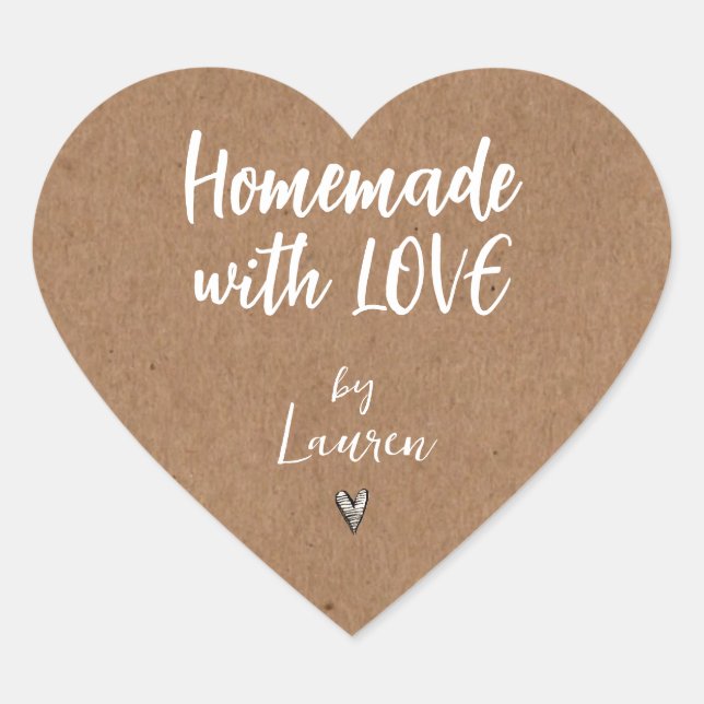 Sticker Cœur Rustique FAIT MAISON avec AMOUR  (Devant)