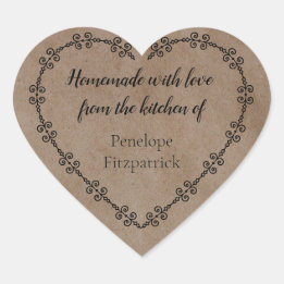 Sticker Cœur Rustique fait maison avec amour de votre cuisine K