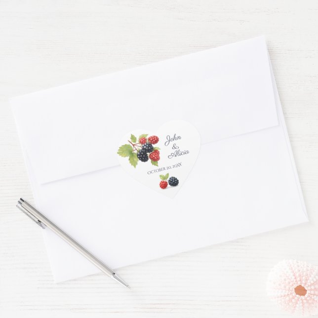 Sticker Cœur Rustique romantique Berry Mariage photo Retour (Enveloppe)