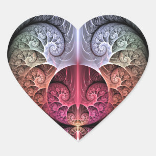 Sticker Cœur Rythme cardiaque, art fractal de fantaisie surréal