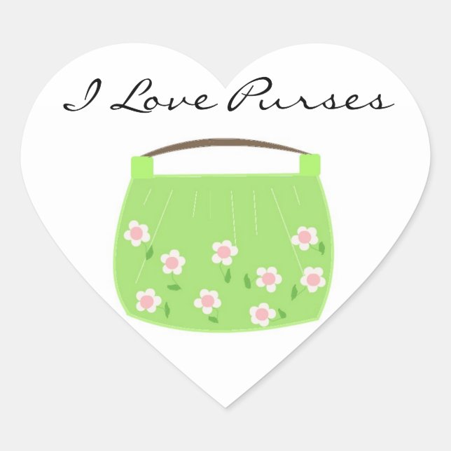 Sticker Cœur Sac à main floral vert mignon (Devant)