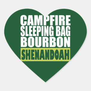 Sticker Cœur Sac couché de feu de camp Bourbon Shenandoah