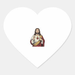 Sticker Cœur Sacré-Cœur Jésus Gravure Vintage Art Vectoriel_1