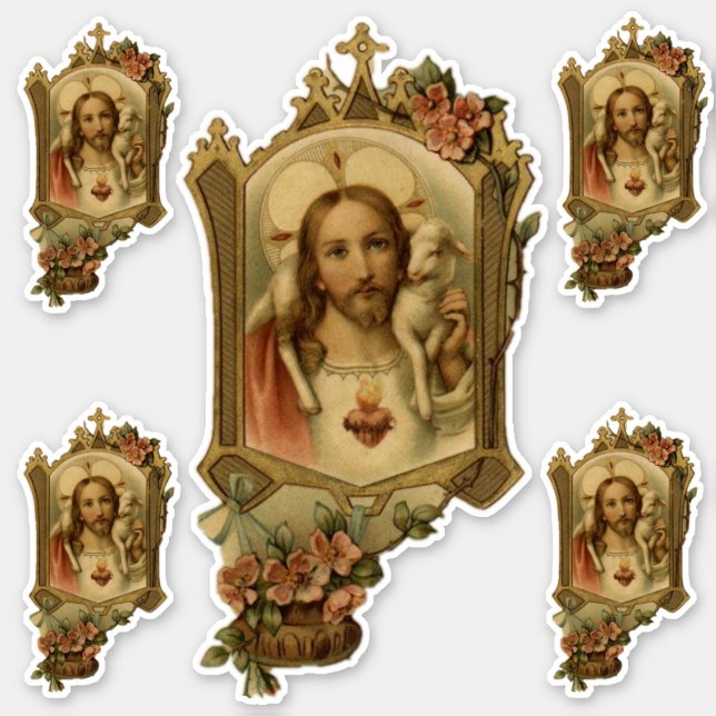 Sticker Coeur sacré de vinyle religieux de Jésus (Devant)
