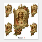 Sticker Coeur sacré de vinyle religieux de Jésus (Feuille)