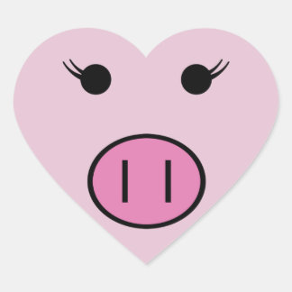 Sticker Cœur Sadie le cochon rose ~ mignonne fille Kawaii