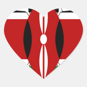 Sticker Cœur Safari au drapeau kenyan : conception d'étoile   I