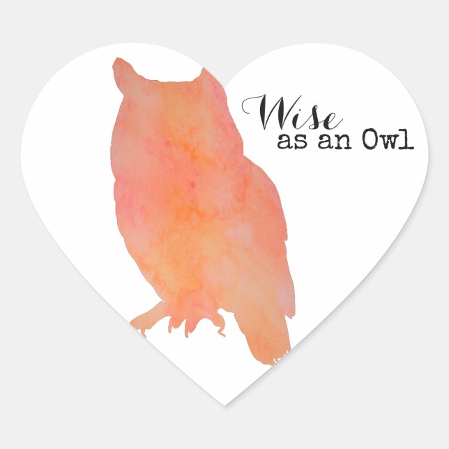 Sticker Cœur Sage comme un hibou typographique aquarelle (Devant)