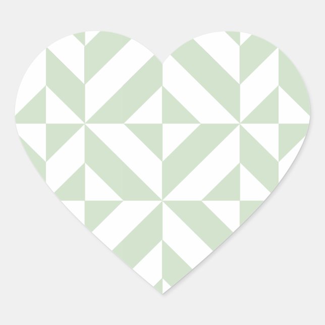 Sticker Cœur Sage Green Geometric Deco Cube Pattern (Devant)
