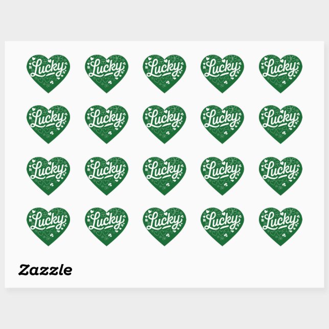 Sticker Cœur Saint Patrick's Day Heart Lucky Clover Shamrock (Feuille)