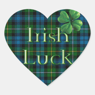 Sticker Cœur Saint Patrick's Day "Irish Luck Tartan"