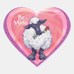 Sticker Cœur Saint Valentin au mouton