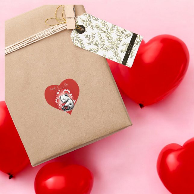 Sticker Cœur Saint-Valentin avec ours en peluche riche (Créateur téléchargé)
