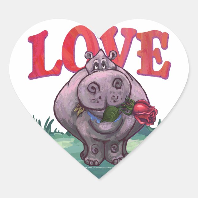 Sticker Cœur Saint-Valentin Hippopotame (Devant)