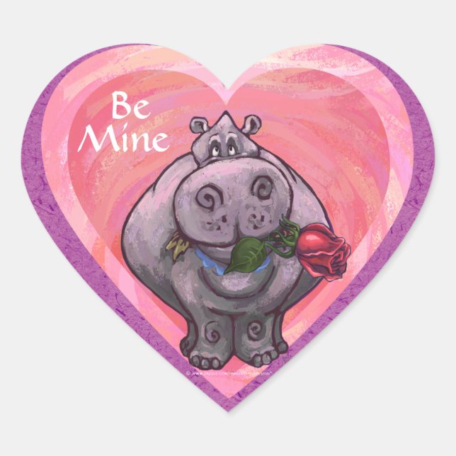Sticker Cœur Saint-Valentin Hippopotame (Devant)