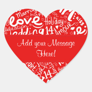 Sticker Cœur Saint Valentin Multi Word Art - Personnaliser