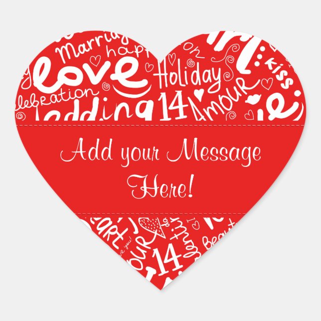 Sticker Cœur Saint Valentin Multi Word Art - Personnaliser (Devant)