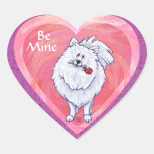 Sticker Cœur Saint Valentin Poméranie Blanche