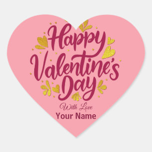 Sticker Cœur Saint-Valentin romantique Cœur bordeaux et or