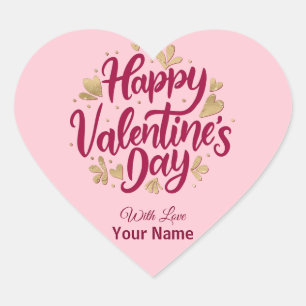 Sticker Cœur Saint-Valentin romantique Cœur bordeaux et or